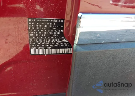 2021 Volkswagen Tiguan 2.0T Se/2.0T Se R-Line Black/2.0T Sel из США, поврежденный, VIN 3VV3B7AX4MM100604